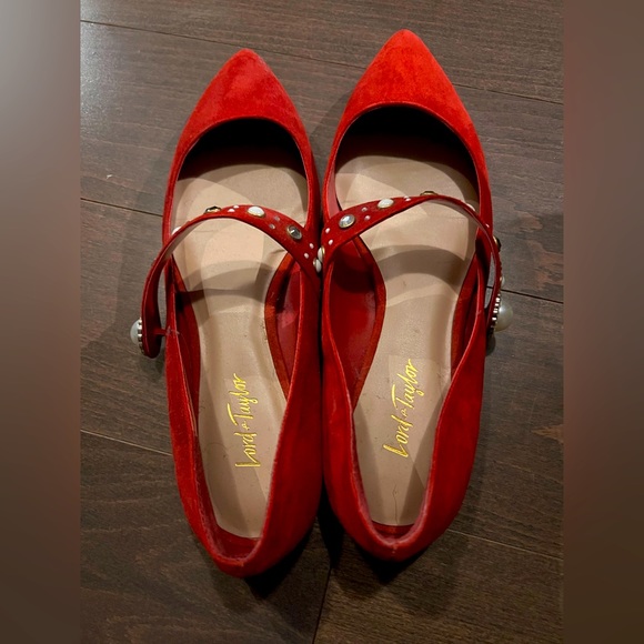 Red Suede Flats - Picture 1 of 6